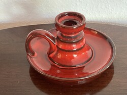 Kerámia gyertyatartó mélyvörös színben, 15 cm átmérő, 8 cm magas