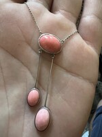 Antik korall colie ezüst