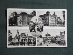 Képeslap,Nagyvárad,Szent László tér,utca,városi látkép,részlet,Márton Jenő kiadás,1943-