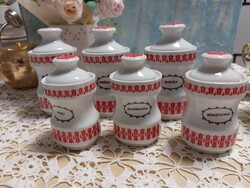 Gyönyörű retro Alföldi piros tulipán dekorral fűszertartó készlet