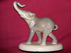 Antik kisebb MÉRETŰ Kispest - GRÁNIT Trombitáló elefánt porcelán figura 13 X 13 cm a képek szerint