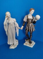 Herendi porcelán Hamlet és Ofélia szobor pár