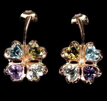 Genuine Blue Topaz Citrine Amethyst Aquamarine 925 Silver Earrings