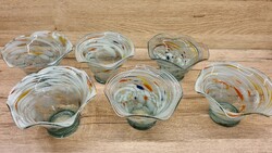 MURANO? BROKEN GLASS CUPS, DESSERT SETS