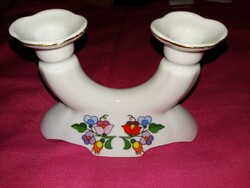Nagyon szép kétágú KALOCSAI porcelán gyertyatartó kandelláber 16 x 16 cm a képek szerint
