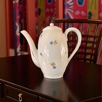 Régi Zsolnay porcelán teáskanna virágos teás kiöntő, 16 cm magas, Zsolnay Pécs antik teás