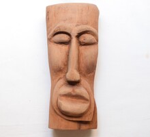Faág részletbe faragott fej , arc 21x9x6 cm kézműves termék fa faragás