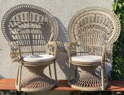 Vintage Pávafotel Boho Pávaszék Rattan Páva alakú Szék Nád Fotel Fonott Peacock Emmanuelle Chair
