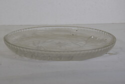 Vastag falú, csiszolt, kristályüveg kínáló tál A363