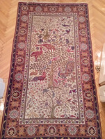Régi, állatmintás kézi csomózású szőnyeg 214 x 120 cm madaras