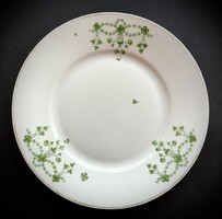 Hüttl antik porcelán tányér zöld virágos