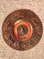 Honfoglalás témájú rézötvözet falitányér