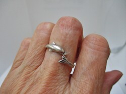 Gyönyörű régi kézműves delfin  ezüstgyűrű