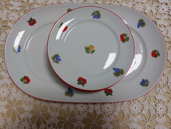 Alföldi porcelán, gyümölcs mintás szendvicses, süteményes készlet