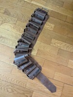 Régi, vintage marhabőr tölténytartó, sörétes tölténytartó bőr öv