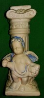 Antik biszkvit PUTTO angyalka figura + GÖRÖG oszlopfő GYERTYATARTÓ HIBÁTLAN 18x5X5 cm képek szerint