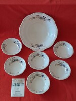 ÚJ, SOSEM HASZNÁLT! ZSOLNAY BÚZAVIRÁG MINTÁS, 6 SZEMÉLYES KOMPÓTOS / SALÁTÁS KÉSZLET