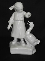 Antik herendi porcelán festetlen szobor.