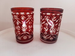 Antique Purple-Stained Biedermeier Glasses Set