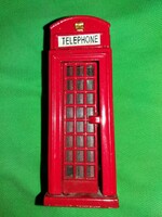 Retro fém asztal/polcdísz britt angol klasszikus TELEFONFÜLKE MAKETT 10 X 4 cm a képek szerint