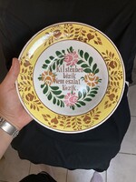 Antik nagyon régi Hollóházi kemény cserép falitányér