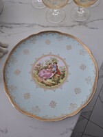 Antik porcelán dísz tányér jelenetes