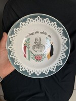 Antik régi Wilhelmsburgi Ferencz József falitányér