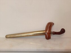 Antik Indonéz Ázsia kés hullámos hajtogatott penge Kris szúró fegyver tokjával 4329