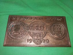 1970. ÁPRILIS 4. BUDAPESTI METRO BRONZ EMLÉKPLAKETT KITÜNTETÉS RITKA 12 X 6,5 cm a képek szerint