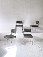 4 db-os vintage 1970-es évekbeli Martin Stoll svájci krómozott fémvázas szék szett