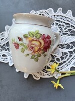 Régi rózsás Hollóházi porcelán bögre, csupor