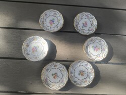 Zsolnay 6db-os miniatűr tànyér készlet mogyoró kínáló. Zsolnay Pécs