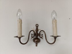 Antik falikar bronzírozott réz 1 darab 2 karú patinás flamand fali lámpa 614 KKK 3219