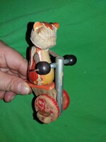 Antik nyeles fa  tili toli játék macska cica figura 15 cm restaurálandó a képek szerint