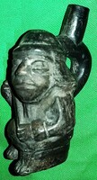 Antik INKA KECSUA szakrális figura égetett agyag tárgy talán pipafej mini szobor 14cm képek szerint