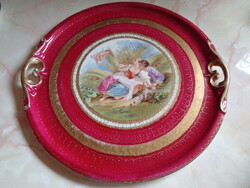 Circa 1900 POUTS - ANGEL SCENE ALTWIEN PORCELAIN TRAY