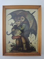 Régi kerezett Hummel kép 15 x 11.5 cm 1936