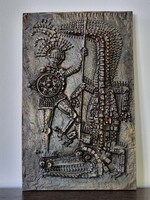 Kopcsányi Ottó bronz ötvösmunka,  relief- Sárkányölő Szent György