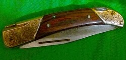 Antik fém díszítésű JULIUS HERBERT MESSER Solingen ZSEBKÉS BICSKA 22cm a penge 12cm a képek szerint