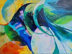 A világmindenség örök utazói vagyunk. /100x70 cm/  Simon Tünde olajfestmény