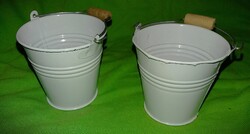 Retro mázas fémlemez lemezáru  kanna vödör babaházas  2 db egybe 7 x 7 cm képek szerint