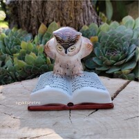 Kőbányai Drasche porcelán könyvön ülő bölcs bagoly