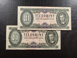 ***  1975 ös 10 forint sorszámkövető páros***