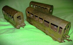 Antik súlyos réz kézzel készült VONAT HÉV MAKETTEK 3DB KOCSI EGYBEN a képek szerint