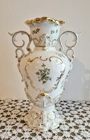 Holloházi barokk Erika mintás váza (aranyozott, nagyméretű)