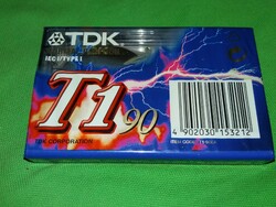 Retro TDK T-1 90 perces magnetofon magnó kazetta eredeti csomagolással bontatlanul a képek szerint