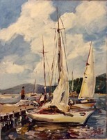 Balatoni vitorlasok - festmény