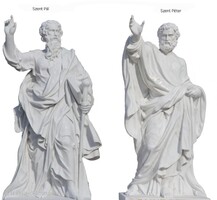 Szent Pál és Szent Péter márvány szobor páros , egyházi szobor , kegyeleti szobor , templomi szobor,
