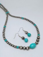 Türkizkék és Ezüst színű Gyöngy Ékszerszett 356