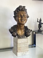 Vincenzo Cinque (Napoly 1852-Napoly 1929) Vízhordó fiú bronz szobor
